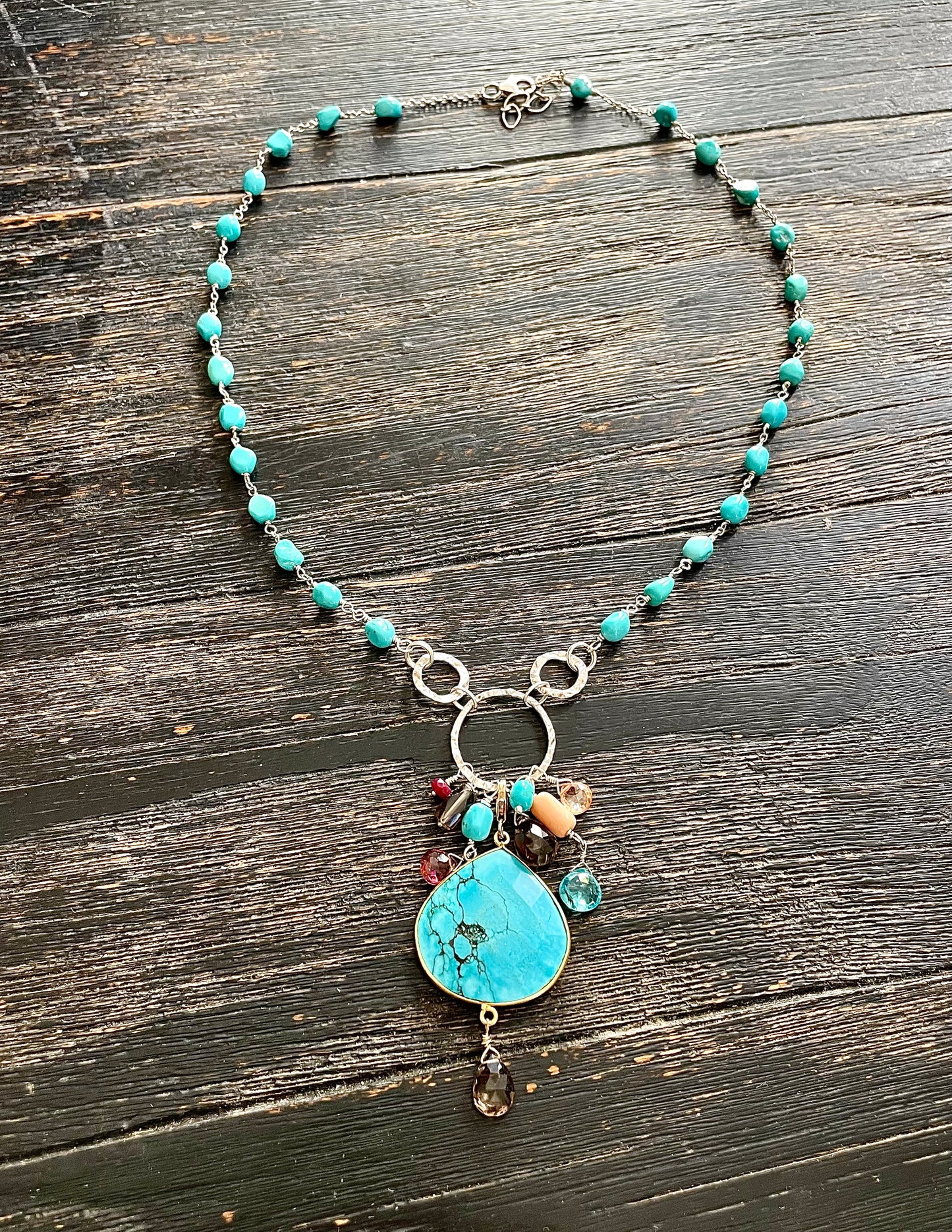 Sleeping Beauty Turquoise & Multi-gem Dangle Necklace